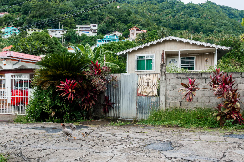 Straßenszene in Soufriere Saint Lucia