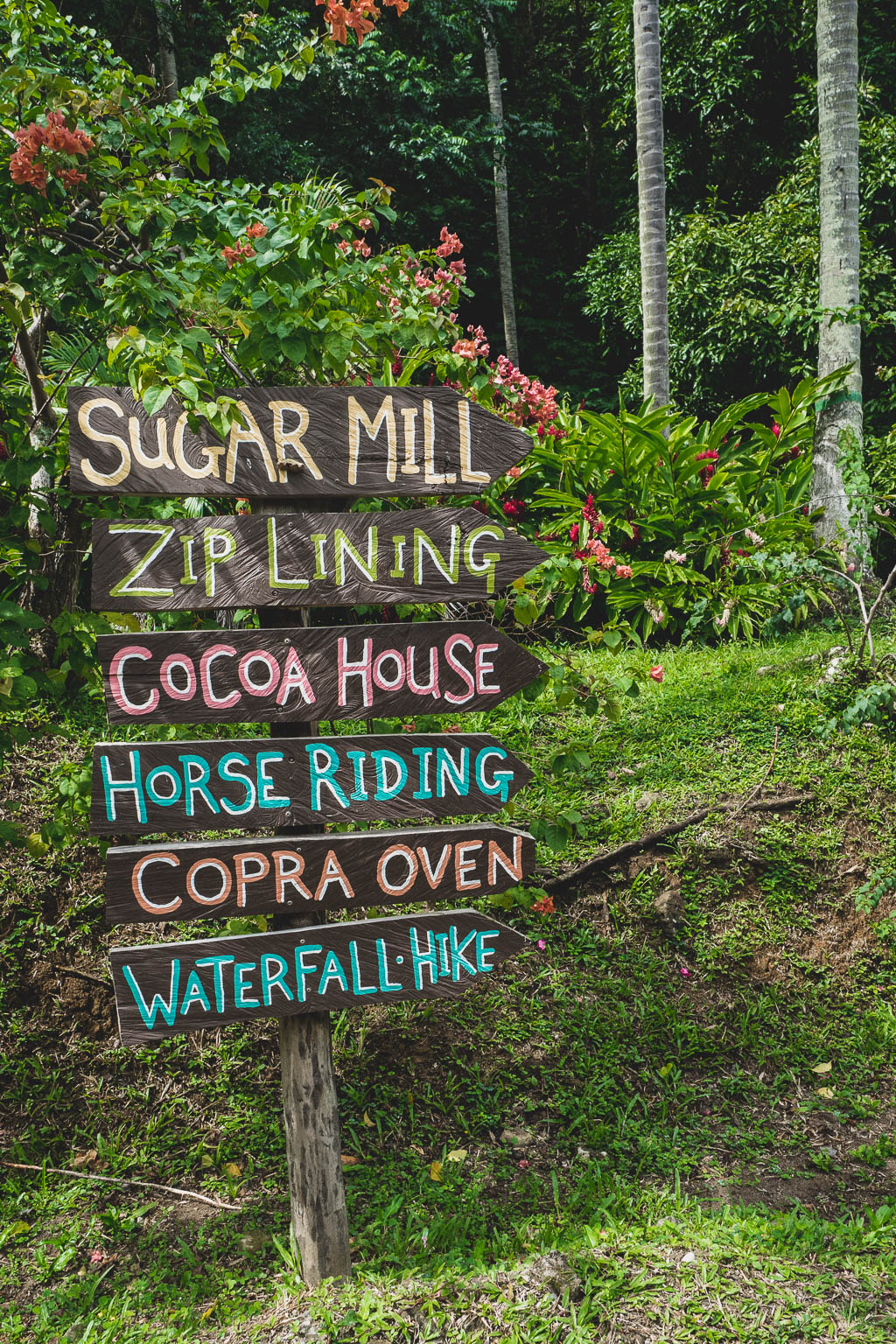 Schild im Morne Coubaril Historical Adventure Park Saint Lucia